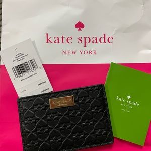 kate spade black embossed card case. New.